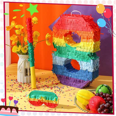 Piñata De Número Arcoíris Piñata Multicolor Para Fiesta De Cumpleaños