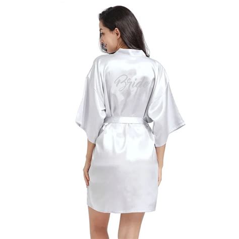 Women Silk Satin Short Night Robe Solid Kimono Fashion Bath Robe Sexy