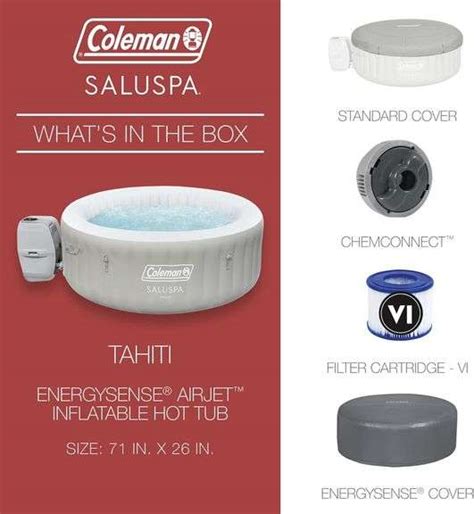 Coleman Tahiti EnergySense AirJet Inflatable Hot Tub Spa 71 X 26 Portable Hot Tub NEW