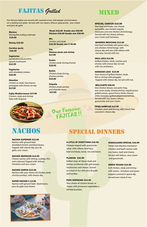 Menu - Garcias Mexican Grill