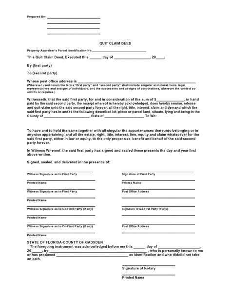 printable quit claim deed form  printable
