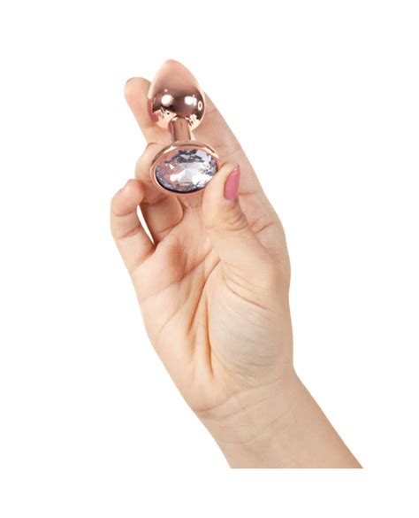 Plug Anal Metálico S Rosa Dourado Brilhante Transparente My Sex Shop