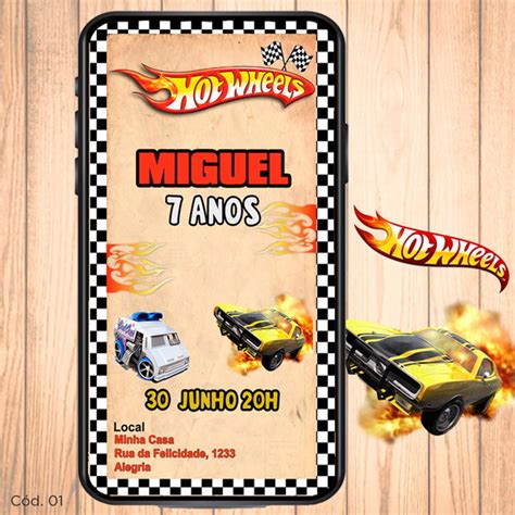 Convite Digital Aniversário Hot Wheels Elo Produtos Especiais