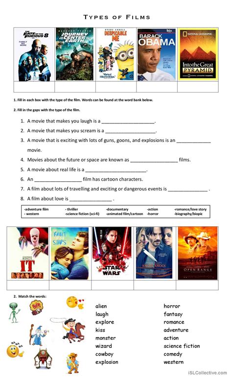 Types Of Movies Creative Writin English Esl Worksheets Pdf Doc