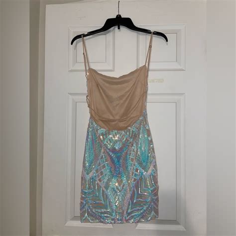 Lucy In The Sky Dresses Lucy In The Sky Starstruck Strappy Dress In Nude Iridescence Never