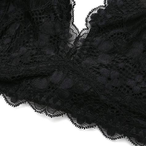 Buy JOJOANS Halter Lace Bralette Unpadded Wireless Sheer Bra Bustier Full Coverage Lingerie