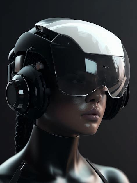 Un Robot Cyborg Futurista Con Auriculares Y Gafas Vr Foto Premium