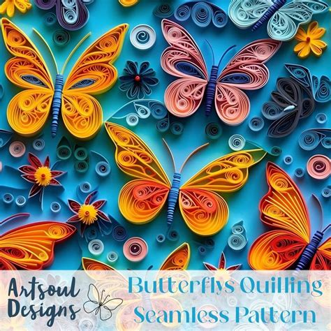 Butterflys Quilling Repeating Seamless Pattern Design Tiling Design