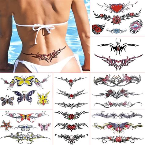 Buy Sheets Belly Tattoos Stickers Temporary Fun Waist Cover Female