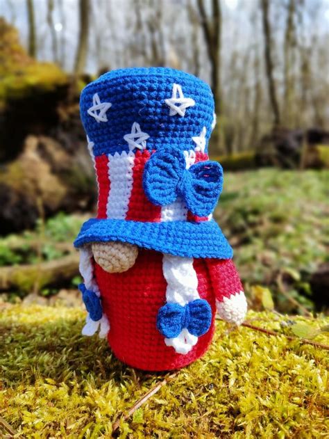 Usa Patriotic Gnome Girl Crochet Pattern Independence Day Decor Th Of