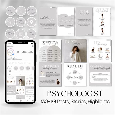 Psychologist Instagram Templates Bundle Mental Health Post Templates