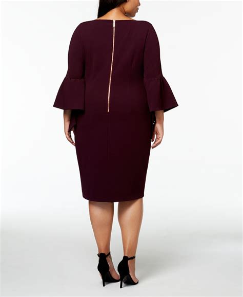 Calvin Klein Plus Size Asymmetrical Bell Sleeve Sheath Dress Macy S