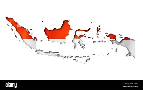 Indonesia flag map, three dimensional render, isolated on white Stock ...