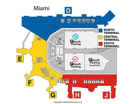 Miami Airport Map Map Of Miami Airport Concourses