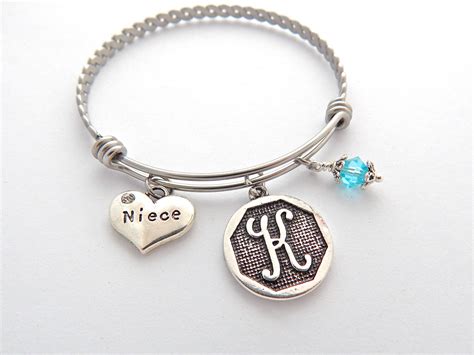 Niece Bracelet Niece T Niece Bangle Monogram By Mybluesnowflake