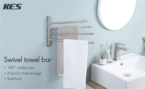 KES Swivel Towel Bar SUS 304 Stainless Steel 4 Arm Bathroom Swing