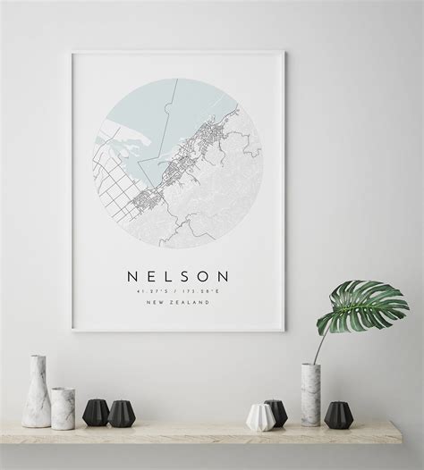 Nelson Map Nelson New Zealand City Map Home Town Map Etsy