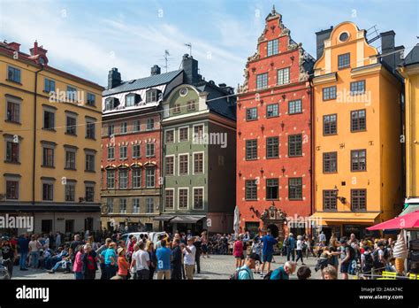 Gamla Stan Stockholm View In Summer Of The Colorful Market Square