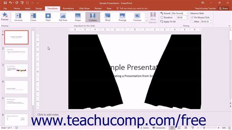 PowerPoint 2016 Tutorial Adding Slide Transition Animation Microsoft ...