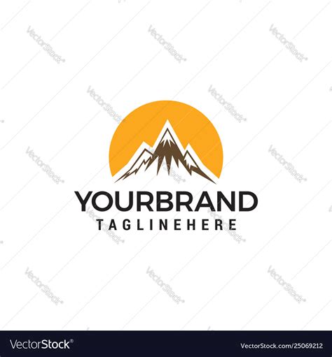 Mountain Sun Logo Design Concept Template Vector Image