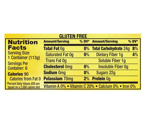 Motts Applesauce Nutrition Label