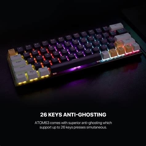 Fantech Mk V Atom Mechanical Keyboard Mizu Edition Hot Swappable Pin Blue Switch
