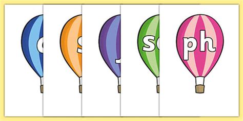 Alphabet And Phase 2 5 Phonemes On Hot Air Balloons Stripes