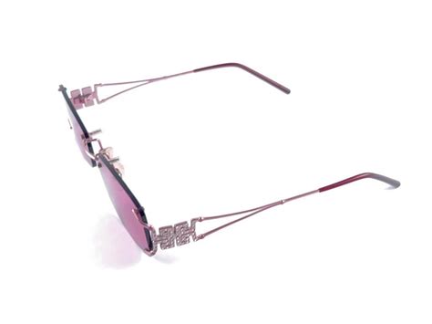 Vintage Versace Rimless Metallic Pink Frame Sunglasses 1990s Made In Italy For Sale At 1stdibs