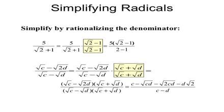 Rationalizing the Denominator - Assignment Point 