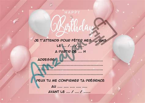 Lot De Cartes Invitations Anniversaire Ados Adultes Je T Invite V