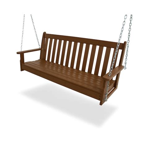 POLYWOOD Vineyard 2-person Teak Recycled Plastic Outdoor Swing in the Porch Swings & Gliders ...