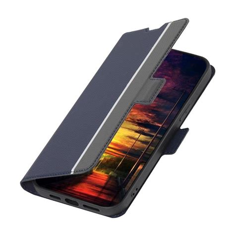 For Infinix Hot I Twill Texture Side Button Leather Phone Case Blue Alexnld