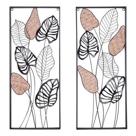 Litton Lane Metal Black Tall Cut Out Leaf Wall Decor With Intricate