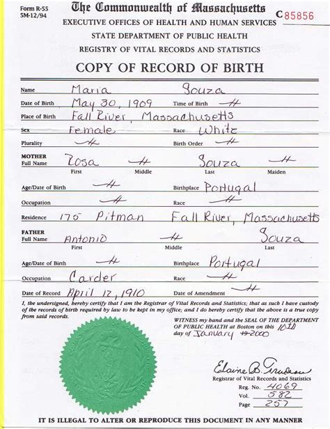 Birth Certificate •