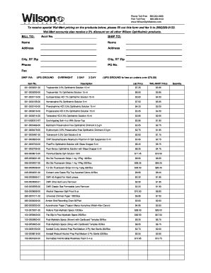 Fillable Online Wal Mart Order Formxls Fax Email Print Pdffiller