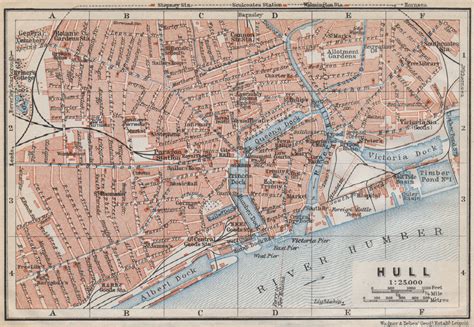 Hull Antique Towncity Map Plan Yorkshire 1893 Old Chart