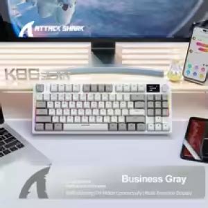 Teclado Mecânico Sem Fio Shark K RGB Hot Swap PBT Gasket Display Knob de Volume por