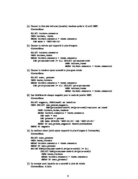 Exercice SQL corrigé Exprimer des requêtes en SQL Cours et formation