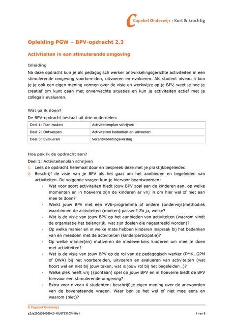 Pgw Bpv V Opdacht Opleiding Pgw Bpv Opdracht