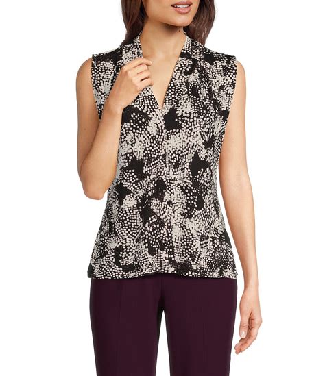 Calvin Klein Printed Jersey V Neck Sleeveless Cami Top Dillards