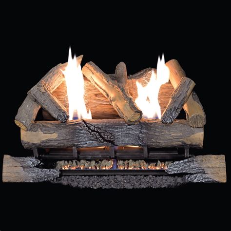 Duluth Forge Ventless Natural Gas Log Set 24 In Split Bark 33 000 Btu Manual Control