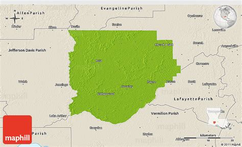 Physical 3d Map Of Acadia Parish Shaded Relief Outside