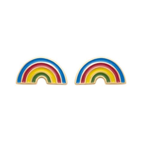 Boucles D Oreilles Arc En Ciel Plaqu Or Email Laqu Enfant