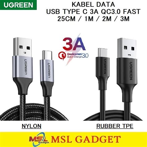 Jual UGREEN Kabel Data USB Type C 3A QC3 0 Fast Charging Panjang Pendek