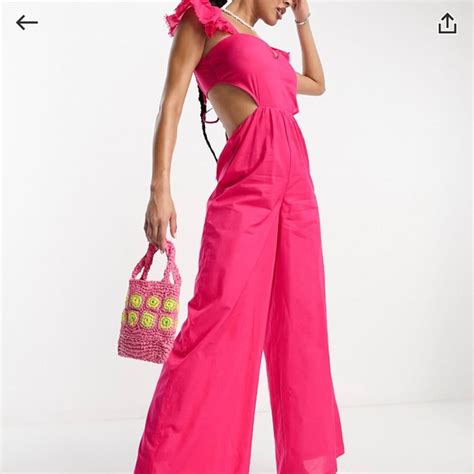 Asos Pants And Jumpsuits Asos Design Frill Sleeve Wide Leg Jumpsuit