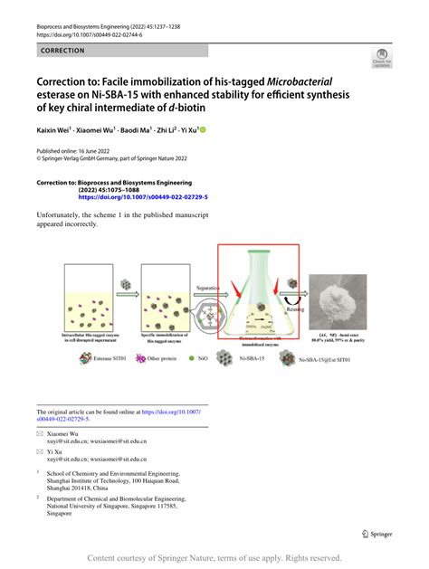 Correction To Facile Immobilization Of His‑tagged Microbacterial