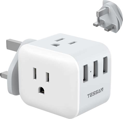 Tessan Uk Travel Plug Adapter Type G Power Adapter With 3 American