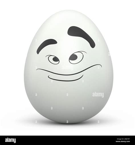 Farm White Painted Egg With Expressions And Funny Face Isolated On