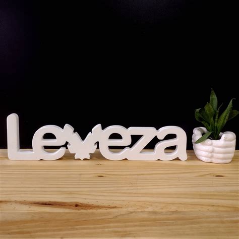 Como Se Escreve Leveza - Palavra Decorativa Leveza 45cm em Mdf 15mm - Kiaga