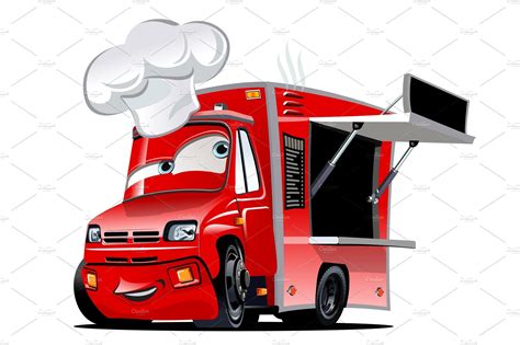 Cartoon food truck | Food Illustrations ~ Creative Market